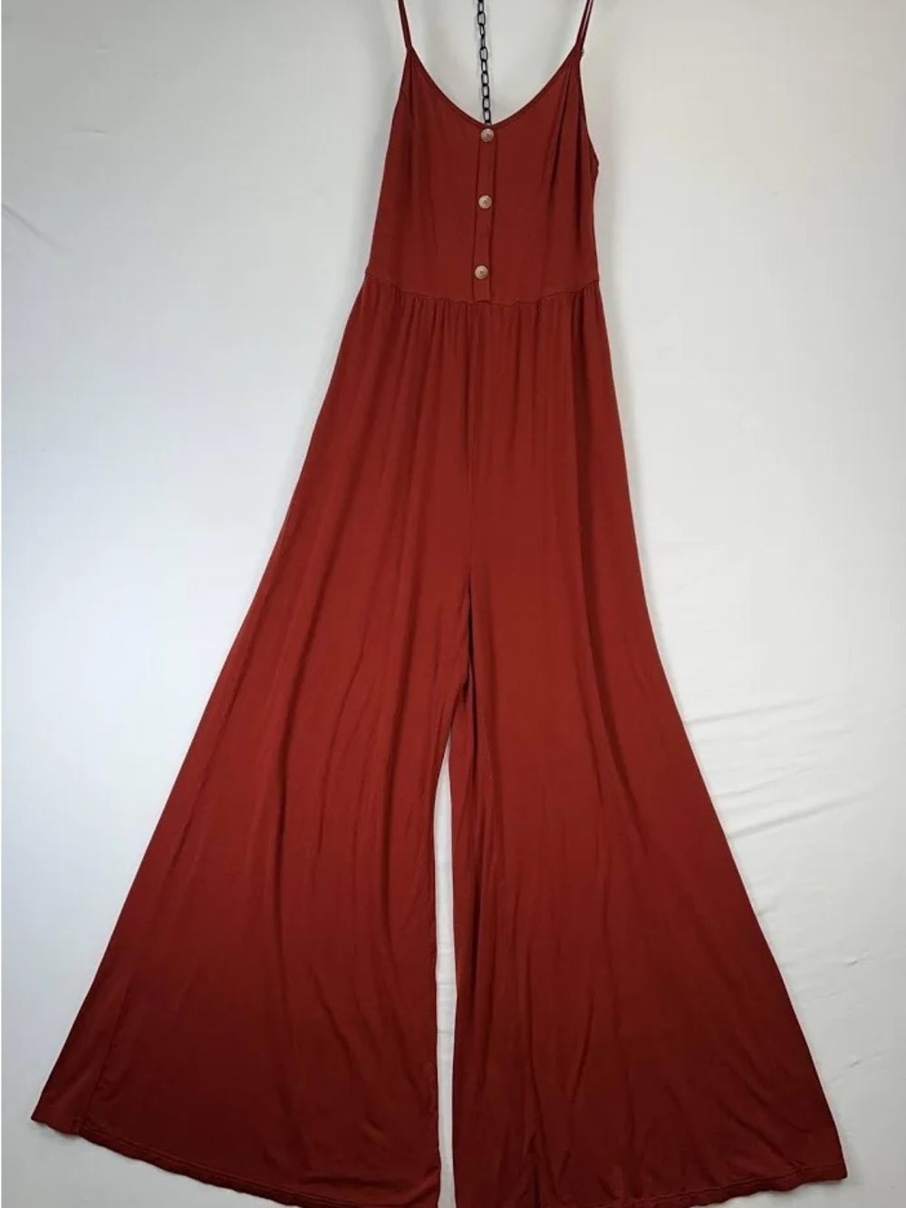 SHEIN Spaghetti-Strap Wide-Leg Jumpsuit in Rust